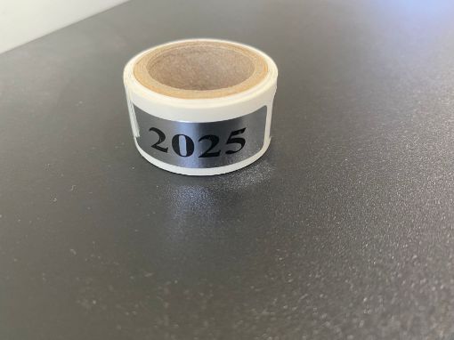 Picture of YEAR-SLV25 -"2025" TAX YEAR LABELS - ROLL OF 50 - SILVER FOIL