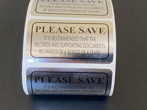 Picture of 14-SAVE "SAVE TAX DOCUMENTS" SILVER FOIL LABELS