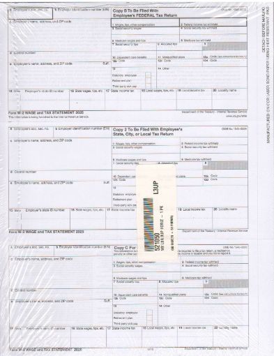 Picture of 5210 | W-2 3-Up Horizontal Employee Copies B, C, and 2