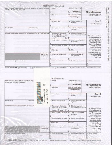 Picture of 5111 | 1099-MISC Recipient Copy B  2-Up Format